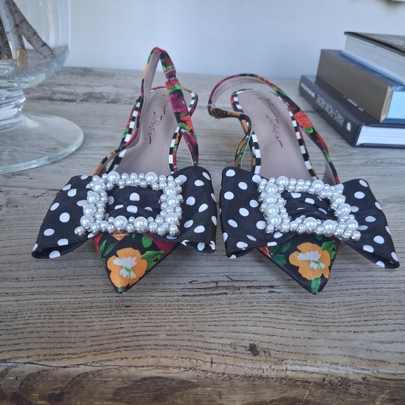 Betsey JohnsonBirdie Floral Slingback Bow Pumps Size 7 - Picture 6 of 14